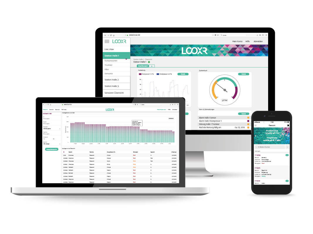Die LOOXR-Softwarelösungen: Druckluft 4.0 und das smarte Leckagemanagement.