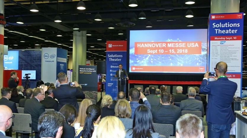 Dr. Jochen Köckler, Vorstandsvorsitzender der Deutschen Messe AG, auf der Hannover Messe USA, Chicago, September 2018
