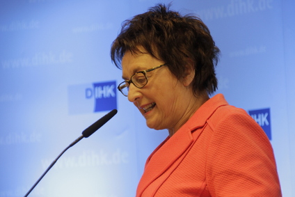 Die parlamentarische Staatssekretärin Brigitte Zypries spricht auf der Auftaktveranstaltung Industrie 4.0 @Mittelstand in Berlin