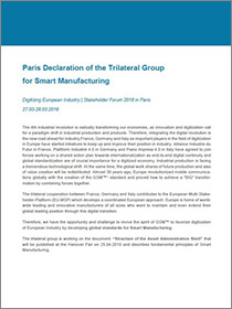 Cover der Publikation "Paris Declaration of the Trilateral Group  for Smart Manufacturing"