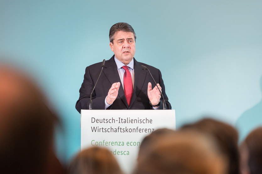 German Federal Minister Sigmar Gabriel at the German-Italian economic conference in Berlin