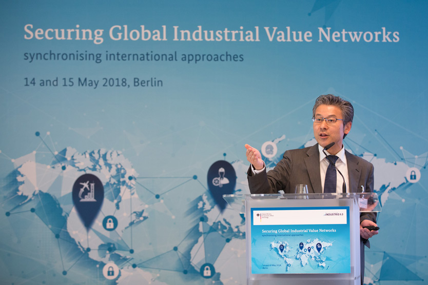 The director of the Cybersecurity Division of the Japanese Ministry of Economy, Trade and Industry (METI) at the IT Security Conference "Securing Global Industrial Value Networks - Synchronizing International Approaches" in Berlin, May 2018.